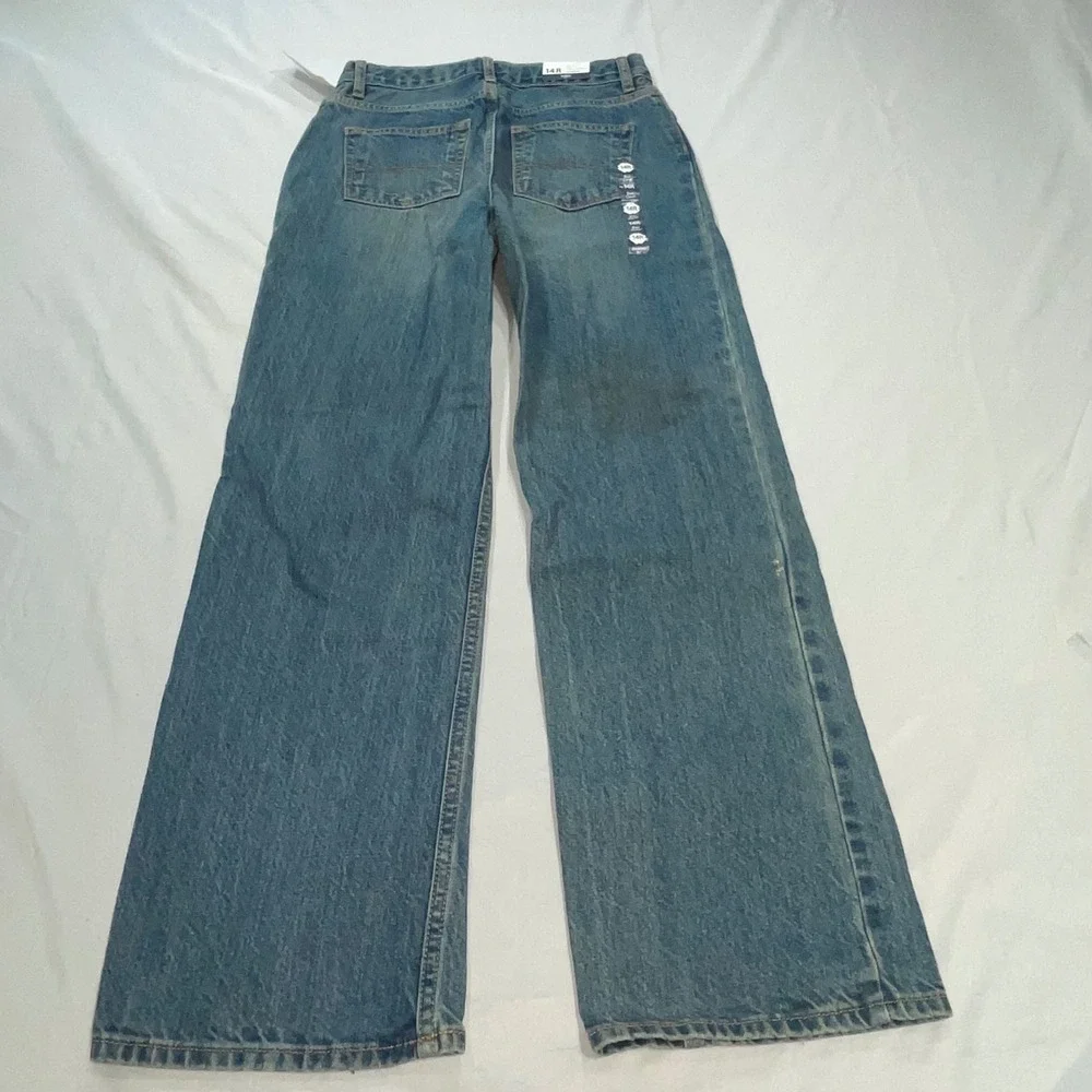 OshKosh Bgosh Kids 14R Wide Leg Blue Jeans Classic E-Z Adjust Waist Medium Wash